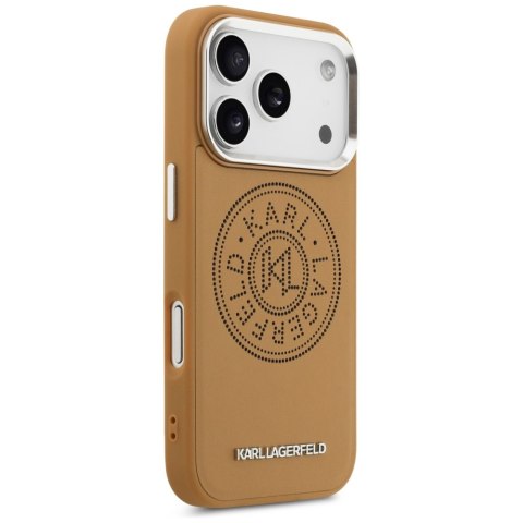 Karl Lagerfeld nakładka Magsafe PU case with Karl round point logo metal camera buttons and logo do iPhone 17 Pro Max brązowa