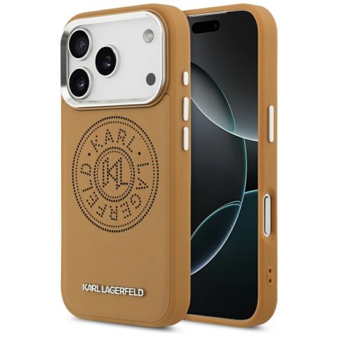 Karl Lagerfeld nakładka Magsafe PU case with Karl round point logo metal camera buttons and logo do iPhone 17 Pro brązowa