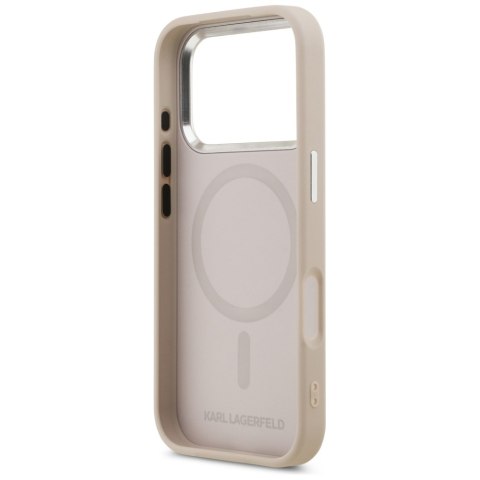 Karl Lagerfeld nakładka Magsafe PU case with Karl&Choupette heads pins logo and metal camera buttons do iPhone 17 Pro Max beżowa