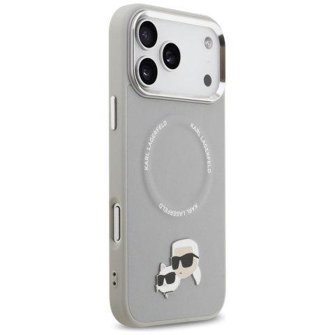 Karl Lagerfeld nakładka Magsafe PU case with Karl&Choupette heads pins logo and metal camera buttons do iPhone 17 Pro Max różowa