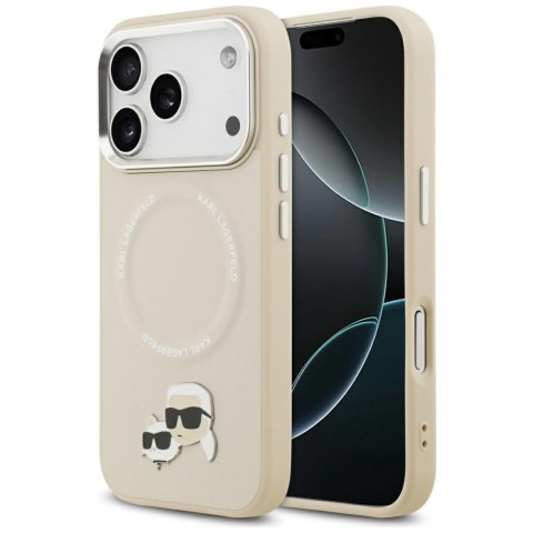 Karl Lagerfeld nakładka Magsafe PU case with Karl&Choupette heads pins logo and metal camera buttons do iPhone 17 Pro Max szara