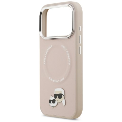 Karl Lagerfeld nakładka Magsafe PU case with Karl&Choupette heads pins logo and metal camera buttons do iPhone 17 Pro beżowa