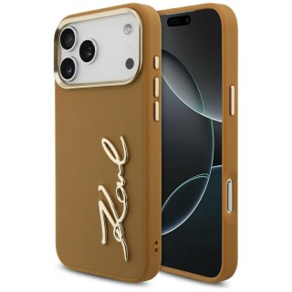 Karl Lagerfeld nakładka PU leather case with Karl script logo and metal camera buttons do iPhone 17 Pro Max różowa