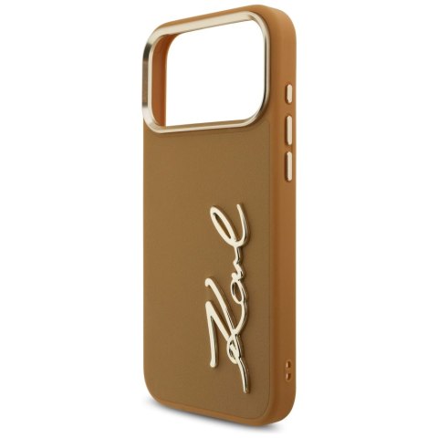 Karl Lagerfeld nakładka PU leather case with Karl script logo and metal camera buttons do iPhone 17 Pro Max różowa