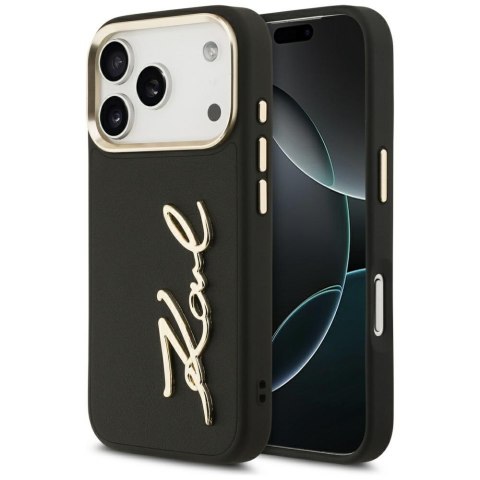 Karl Lagerfeld nakładka PU leather case with Karl script logo and metal camera buttons do iPhone 17 Pro beżowa