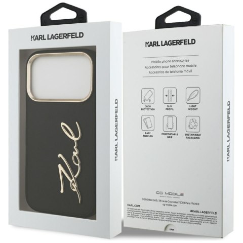 Karl Lagerfeld nakładka PU leather case with Karl script logo and metal camera buttons do iPhone 17 Pro beżowa