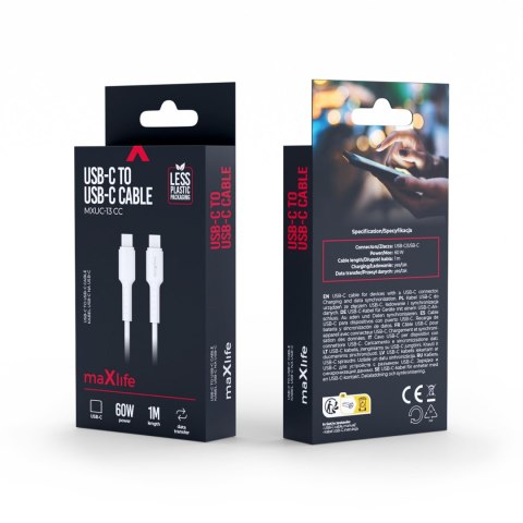 Maxlife kabel MXUC-13 USB-C - USB-C 1,0 m 60W biały