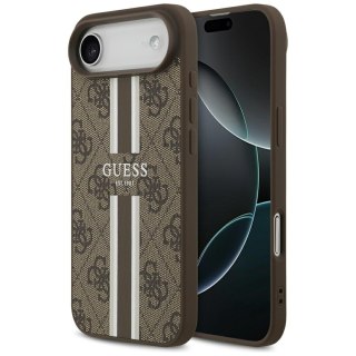 Guess nakładka 4G Printed Stripes MagSafe do iPhone 17 Air brązowa