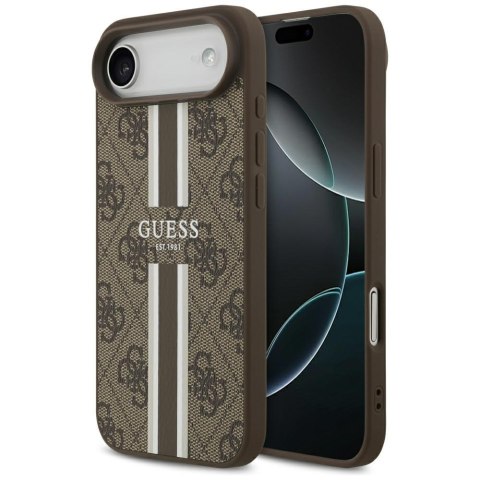 Guess nakładka 4G Printed Stripes MagSafe do iPhone 17 Air brązowa