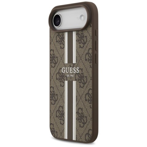 Guess nakładka 4G Printed Stripes MagSafe do iPhone 17 Air brązowa