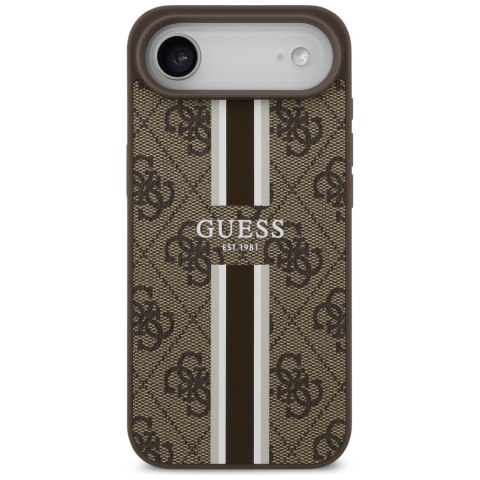 Guess nakładka 4G Printed Stripes MagSafe do iPhone 17 Air brązowa