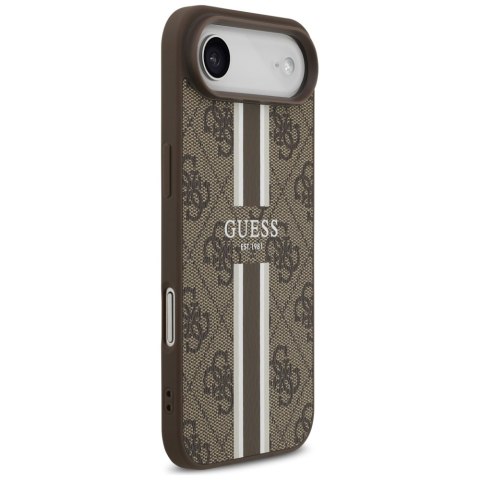 Guess nakładka 4G Printed Stripes MagSafe do iPhone 17 Air brązowa