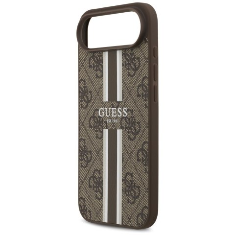 Guess nakładka 4G Printed Stripes MagSafe do iPhone 17 Air brązowa
