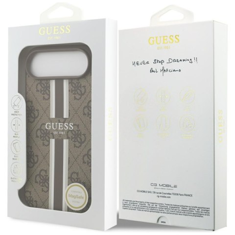 Guess nakładka 4G Printed Stripes MagSafe do iPhone 17 Air brązowa