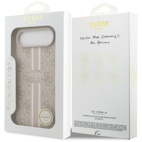 Guess nakładka 4G Printed Stripes MagSafe do iPhone 17 Air różowa