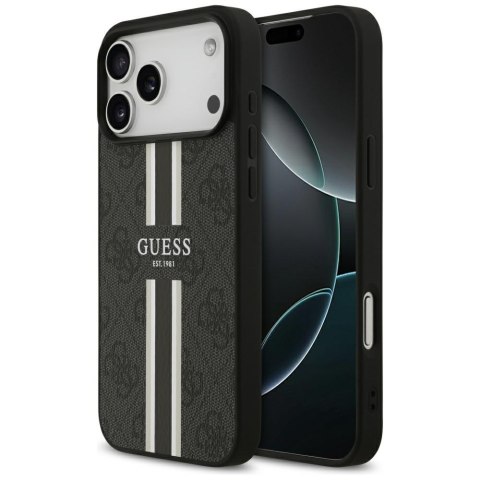 Guess nakładka 4G Printed Stripes MagSafe do iPhone 17 Pro Max czarna
