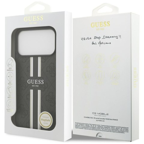 Guess nakładka 4G Printed Stripes MagSafe do iPhone 17 Pro Max czarna