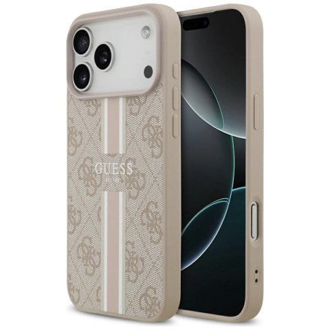 Guess nakładka 4G Printed Stripes MagSafe do iPhone 17 Pro Max różowa