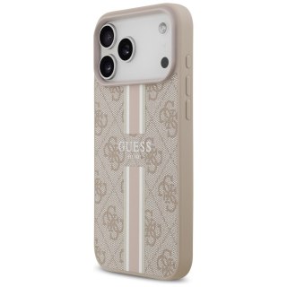 Guess nakładka 4G Printed Stripes MagSafe do iPhone 17 Pro Max różowa