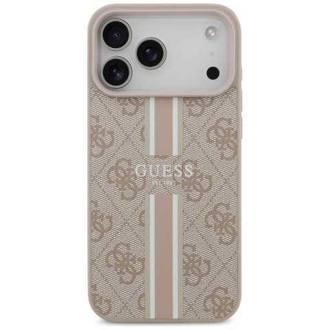 Guess nakładka 4G Printed Stripes MagSafe do iPhone 17 Pro Max różowa
