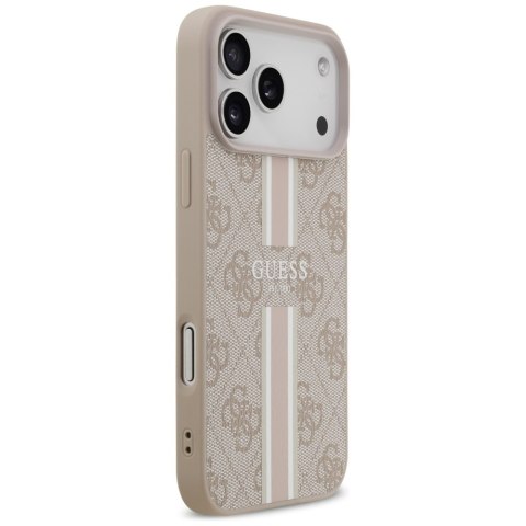 Guess nakładka 4G Printed Stripes MagSafe do iPhone 17 Pro Max różowa
