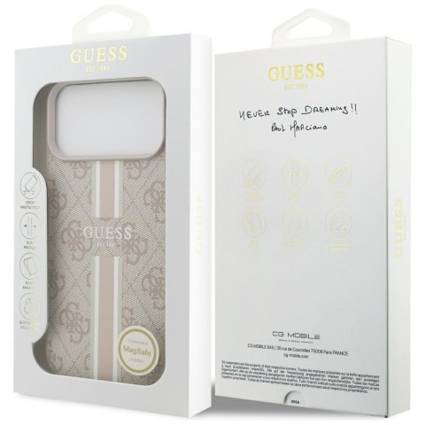 Guess nakładka 4G Printed Stripes MagSafe do iPhone 17 Pro Max różowa