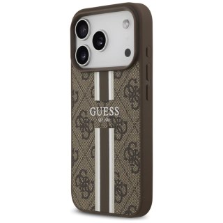 Guess nakładka 4G Printed Stripes MagSafe do iPhone 17 Pro brązowa