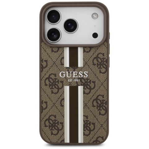 Guess nakładka 4G Printed Stripes MagSafe do iPhone 17 Pro brązowa