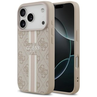 Guess nakładka 4G Printed Stripes MagSafe do iPhone 17 Pro różowa
