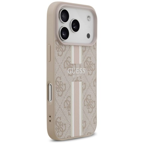 Guess nakładka 4G Printed Stripes MagSafe do iPhone 17 Pro różowa