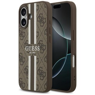 Guess nakładka 4G Printed Stripes MagSafe do iPhone 17 brązowa