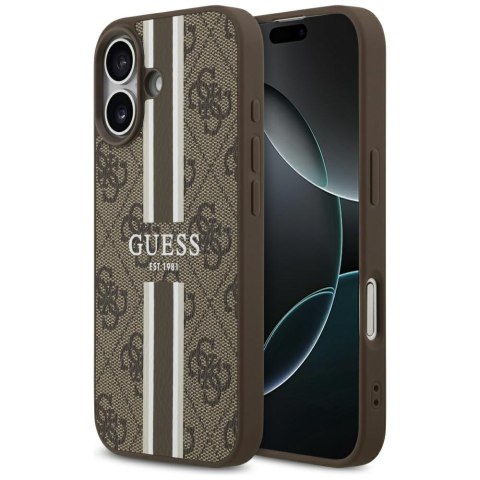 Guess nakładka 4G Printed Stripes MagSafe do iPhone 17 brązowa