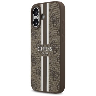Guess nakładka 4G Printed Stripes MagSafe do iPhone 17 brązowa