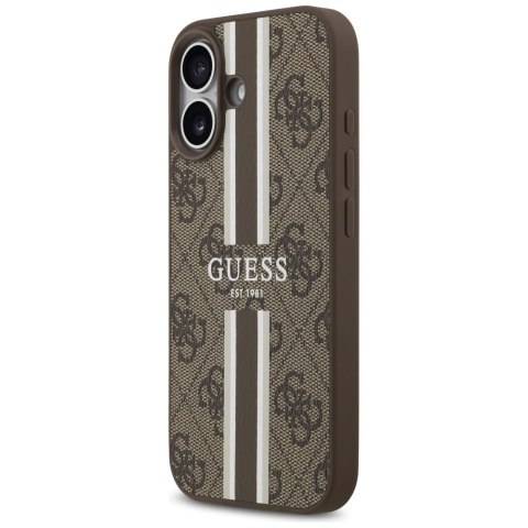 Guess nakładka 4G Printed Stripes MagSafe do iPhone 17 brązowa