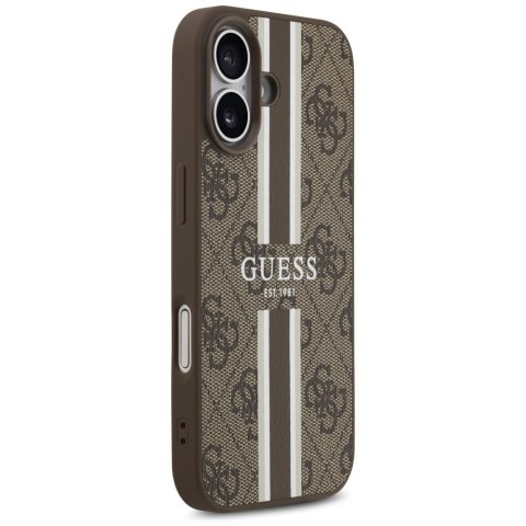 Guess nakładka 4G Printed Stripes MagSafe do iPhone 17 brązowa