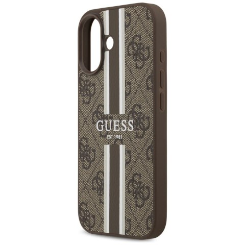 Guess nakładka 4G Printed Stripes MagSafe do iPhone 17 brązowa