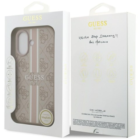 Guess nakładka 4G Printed Stripes MagSafe do iPhone 17 różowa