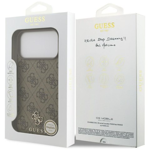Guess nakładka 4G Small Classic Logo MagSafe do iPhone 17 Pro Max brązowa