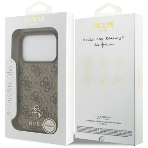 Guess nakładka 4G Small Classic Logo MagSafe do iPhone 17 Pro brązowa