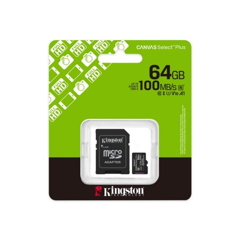 Kingston *microSD 64GB Canvas Select+ G3 150MB/s Adapt
