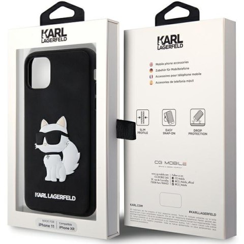 Karl Lagerfeld nakładka do iPhone 11 / XR KLHCN613DRKHNK czarna hardcase Rubber Choupette 3D