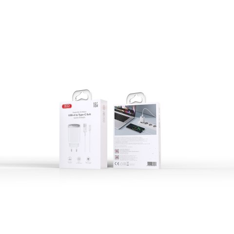 XO ładowarka sieciowa CE19 QC 18W 1x USB biała + kabel USB-C XO ładowarka sieciowa CE19 QC 18W 1x USB biała + kabel USB-C