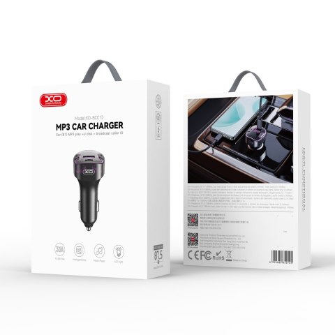 XO transmiter FM BCC12 Bluetooth MP3 ładowarka samochodowa 3,1A czarna XO transmiter FM BCC12 Bluetooth MP3 ładowarka samochodowa 3,1A czarna