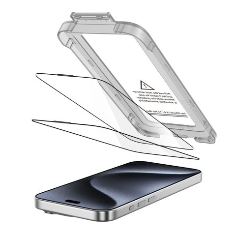 SZKŁO HARTOWANE TECH-PROTECT QUICK SET+ 2-PACK IPHONE 15 PRO MAX BLACK