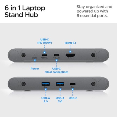 SPIGEN LD204H LAPTOP STAND HUB SPACE GREY