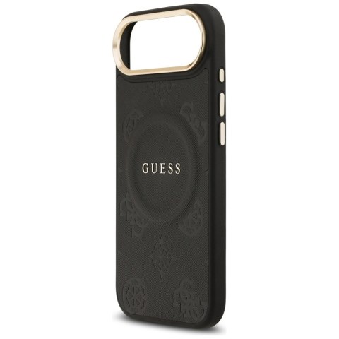 Guess nakładka do iPhone 17 Air HC MAGSAFE PU W/ PEONY HOT STAMP czarna