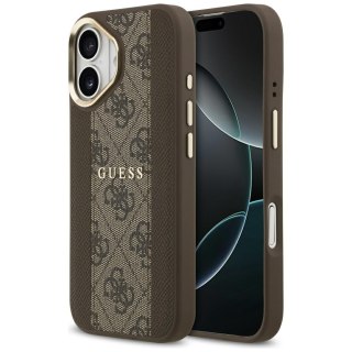 Guess nakładka do iPhone 17 HC MAGSAFE PU W/ 4G PU STRIPE brązowa