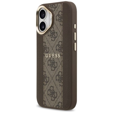 Guess nakładka do iPhone 17 HC MAGSAFE PU W/ 4G PU STRIPE brązowa
