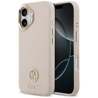 Guess nakładka do iPhone 17 HC MAGSAFE PU W/ GRAINED PU STRASS LOGO różowa