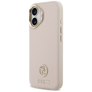 Guess nakładka do iPhone 17 HC MAGSAFE PU W/ GRAINED PU STRASS LOGO różowa